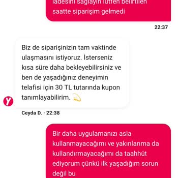 Yemek Sepeti Geç Teslimat Ve Yetersiz Müşteri Hizmetleri Mağduriyeti
