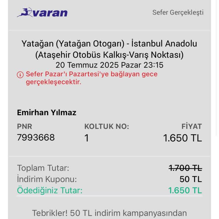 Otobüs 2 Dakika Geç Kalmama Rağmen Beni Almadan Gitti, Ücret İadesi Yapılmadı