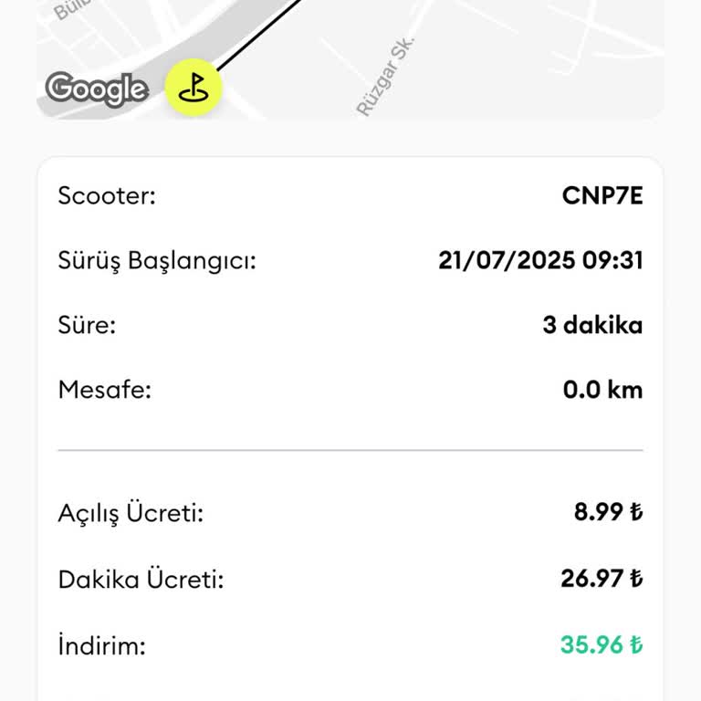 Kısa Sürüşüm Uygulamada 3 Dakika Olarak Gösterildi, Haksız Ücretlendirme Riski