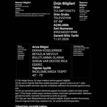 TCL TV'de Ekran Beyazlaması Ve Servis İlgisizliği
