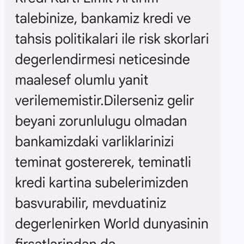 Kredi Kartı Limit Artışı Sürecinde Sürekli Ret Ve Müşteri Mağduriyeti
