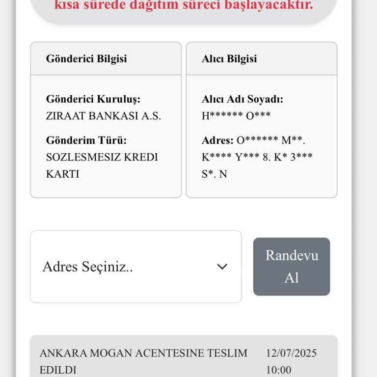 Kredi Kartım 20 Gündür Teslim Edilmedi, Kuryenet Sürecinde Sorun Yaşıyorum