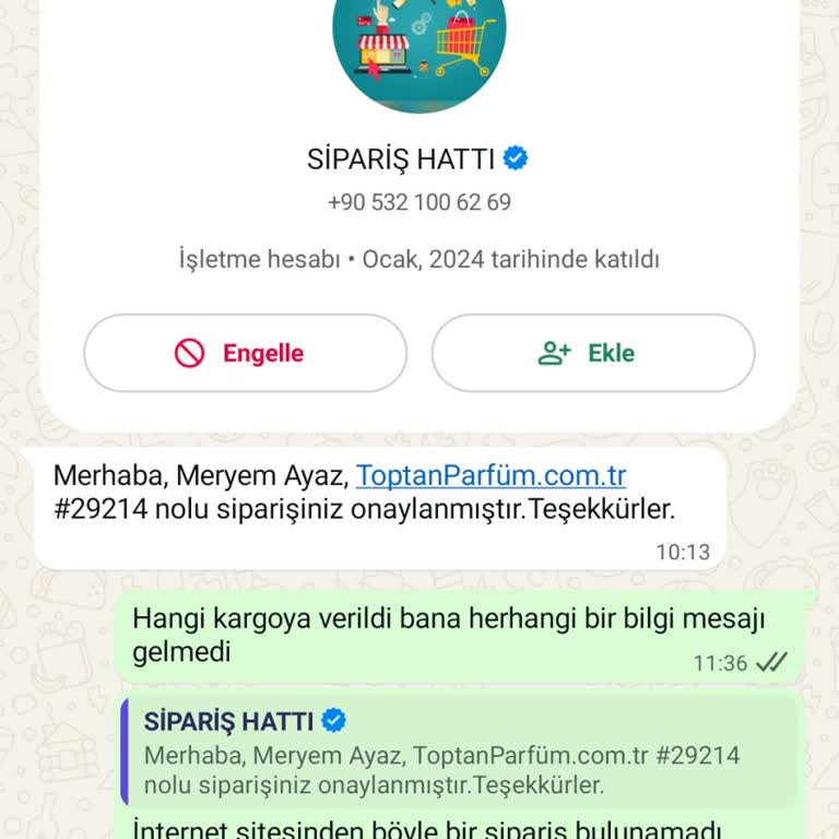 Sipariş Sonrası Destek Ve Kargo Bilgisi Sorunu