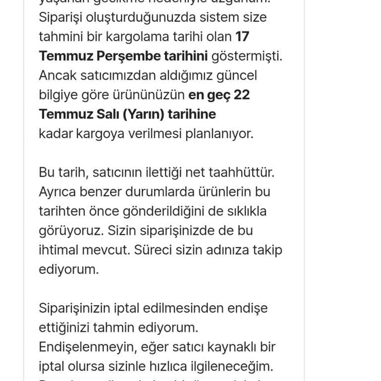 Kargoya Verilmeyen Siparişler Yüzünden Tatil Planım Bozuldu