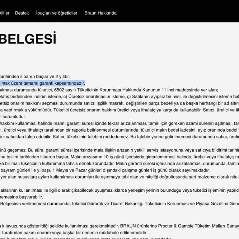 Braun Blenderın Garanti Kapsamı Dışında Bırakılan Parçası Mağduriyet Yarattı