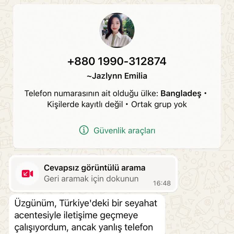 Yabancı Numara Üzerinden WhatsApp'ta İzinsiz İletişim Ve Güvenlik Endişesi