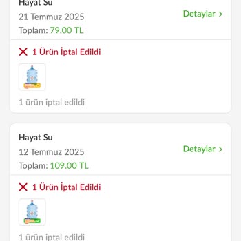 Trendyol Hayat Su Siparişim Sürekli İptal Ediliyor Teslim Edilmiyor