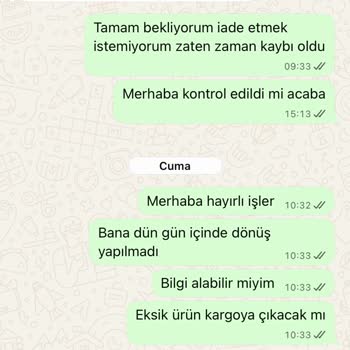 Eksik Ürün Ve Yerine Getirilmeyen Sözler