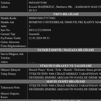 Garanti Sonrası Kırık Ve Kirli Kahve Makinesi Mağduriyeti