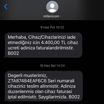 Millenicom Cihaz İadesi Ve Haksız Fatura Mağduriyeti