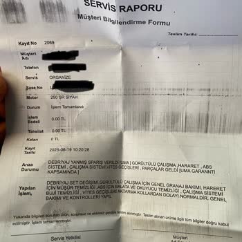 Servis Hataları Sonucu Sürekli Arızalanan Sıfır Motor Ve İlgisiz Yaklaşım