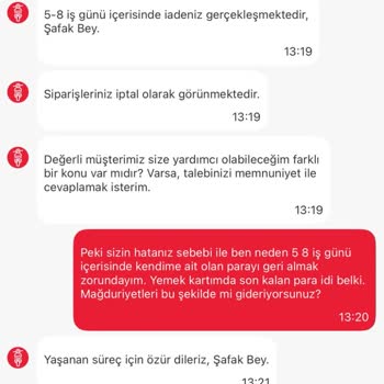Sipariş İptali Sonrası Param İade Edilmedi, Canlı Destek İlgisiz Kaldı