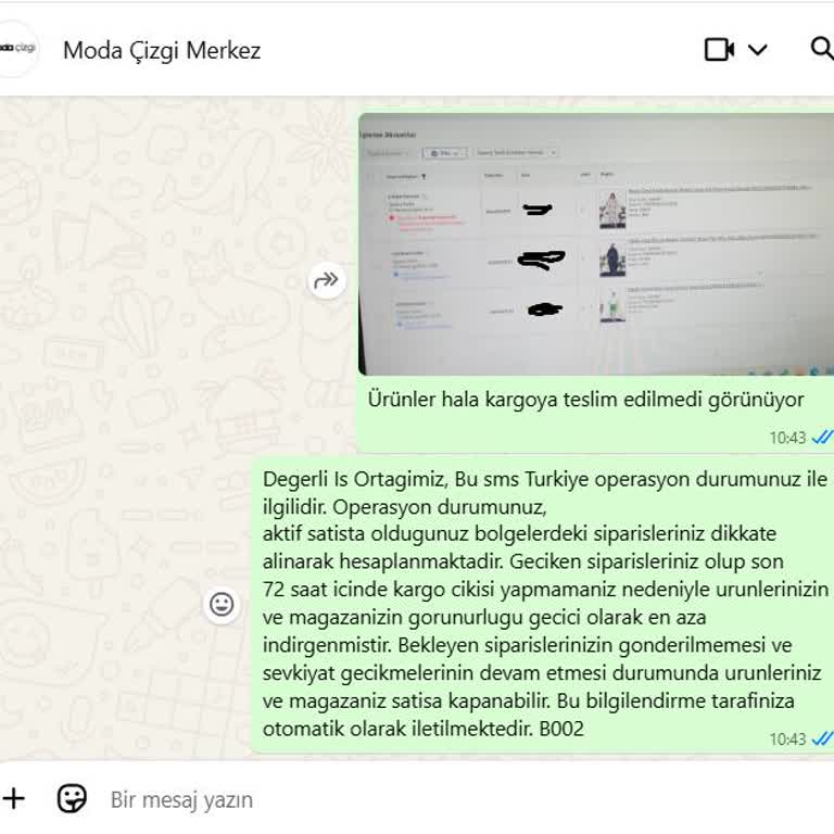 Moda Çizgi XML Bayiliği Nedeniyle Yaşanan Stok Ve Kargo Sorunları