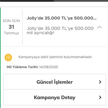 Kampanyaya Katıldım Ancak Mil Yüklenmiyor Ve İşlem Görünmüyor