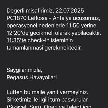 Pegasus KKTC Uçuşlarında Sürekli Rötar Ve Ek Ücret Sorunu