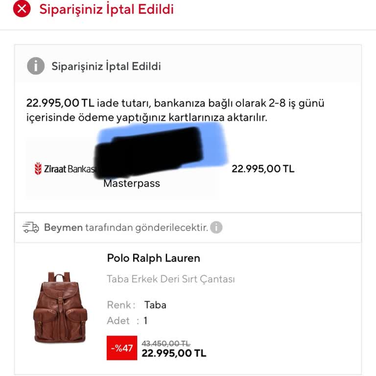 İndirimli Alınan Çantanın Siparişinin İptal Edilmesi Şaşkınlığı