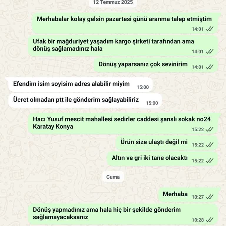 Kargo Ve Müşteri Hizmetleri Mağduriyetiyle İlgilenilmiyor