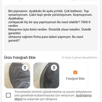 Asics Ayakkabı Kısa Sürede Yırtıldı, Garanti ve Müşteri Hizmetleri Yetersiz