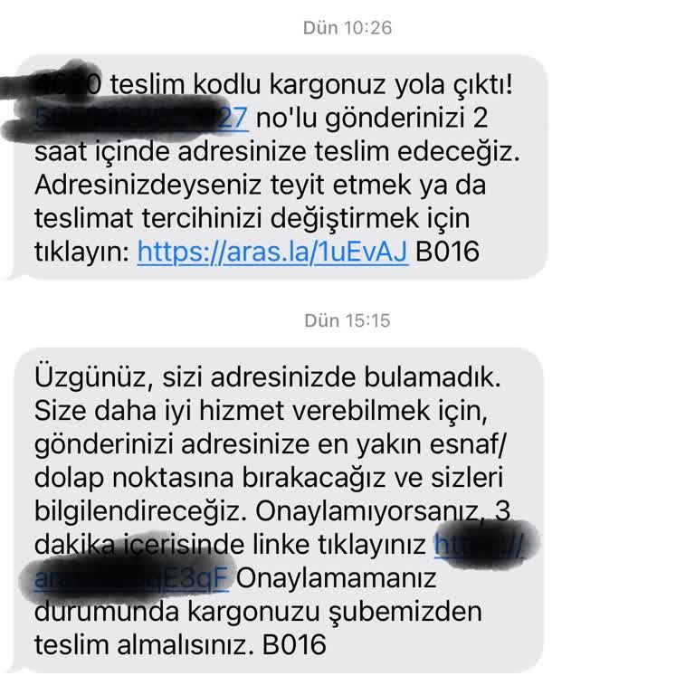 Evde Olmama Rağmen Aras Kargo Teslimat Yapmıyor Ve Şube Telefonlarına Ulaşılmıyor