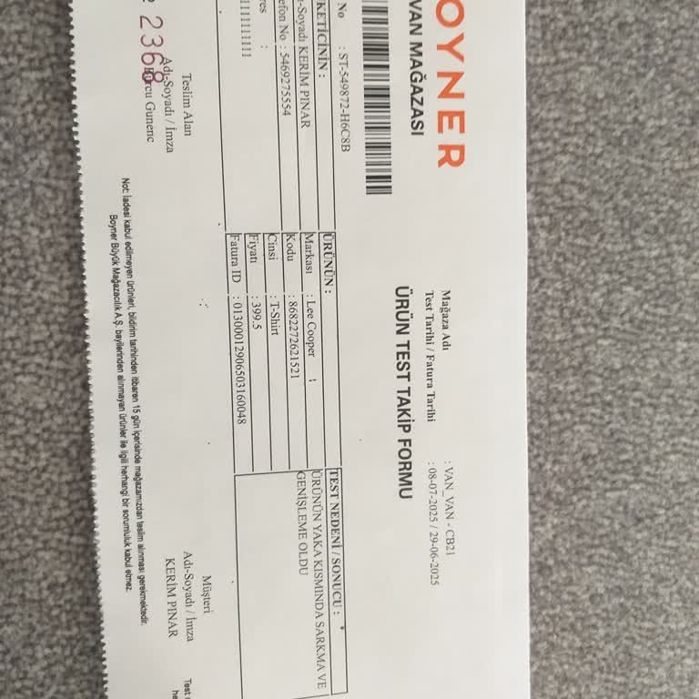 Boynerden Aldığım Tişörtte Yaka Deformasyonu Ve İnceleme Sürecinde Mağduriyet