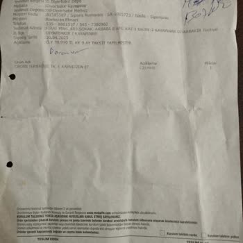 Üründe Renk Farklılığı Ve İlgisiz Servis Yetkilisi