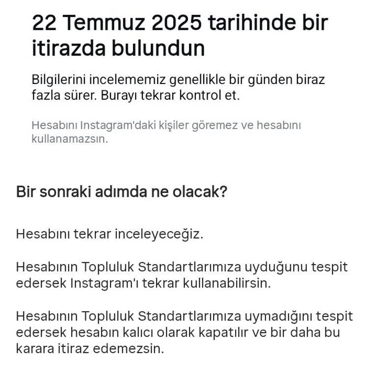 Instagram Sebepsiz Yere Sürekli Askıya Alınan Hesabımın Açılmasını İstiyorum