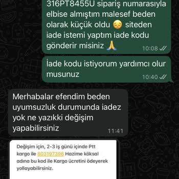İade Talebim Reddedildi, Değişim Ve Kargo Ücreti Konusunda Mağdur Edildim