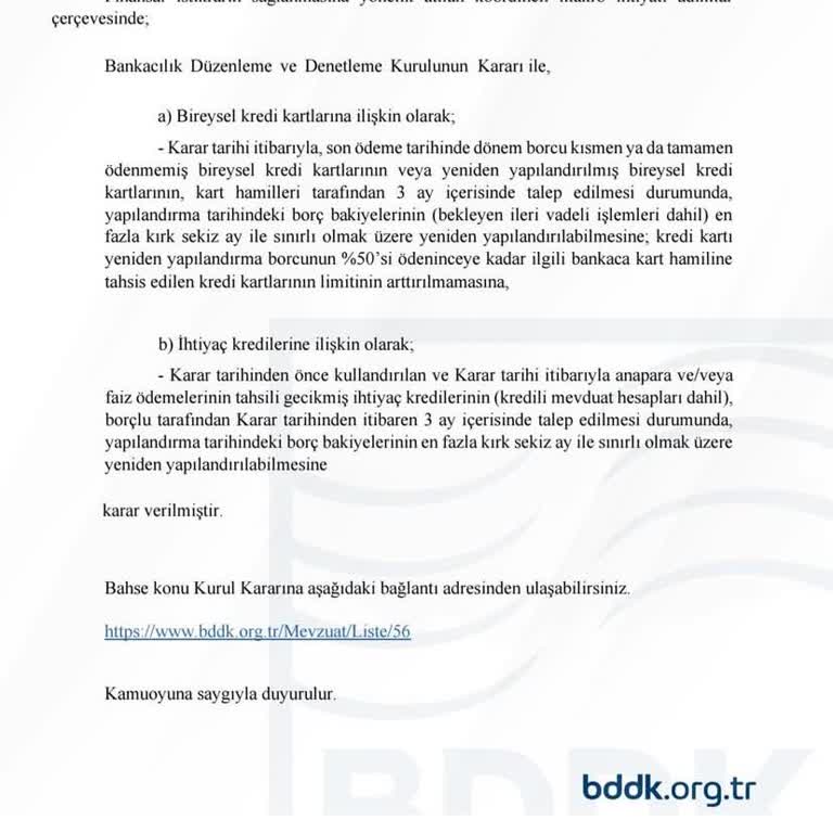 Kredi Kartı Yapılandırma Talebime Destek Alamıyorum