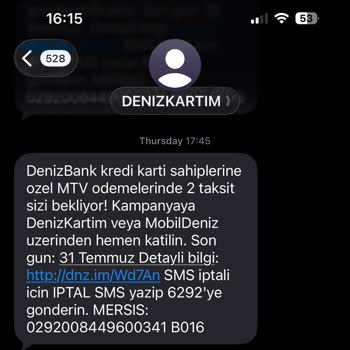 Denizbank Kampanya Taahhüdüne Rağmen MTV Ödemesi Tek Çekim Olarak Gerçekleşti