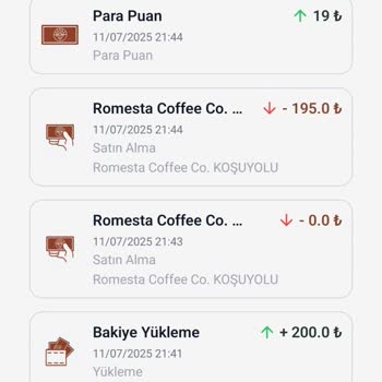 Romesta Coffee Co. Yüklenen Miktar Hesabıma Geçmedi