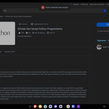BTK Akademi'de Kurs Kaydı Sırasında Hata Uyarısı Alıyorum, Katılamıyorum