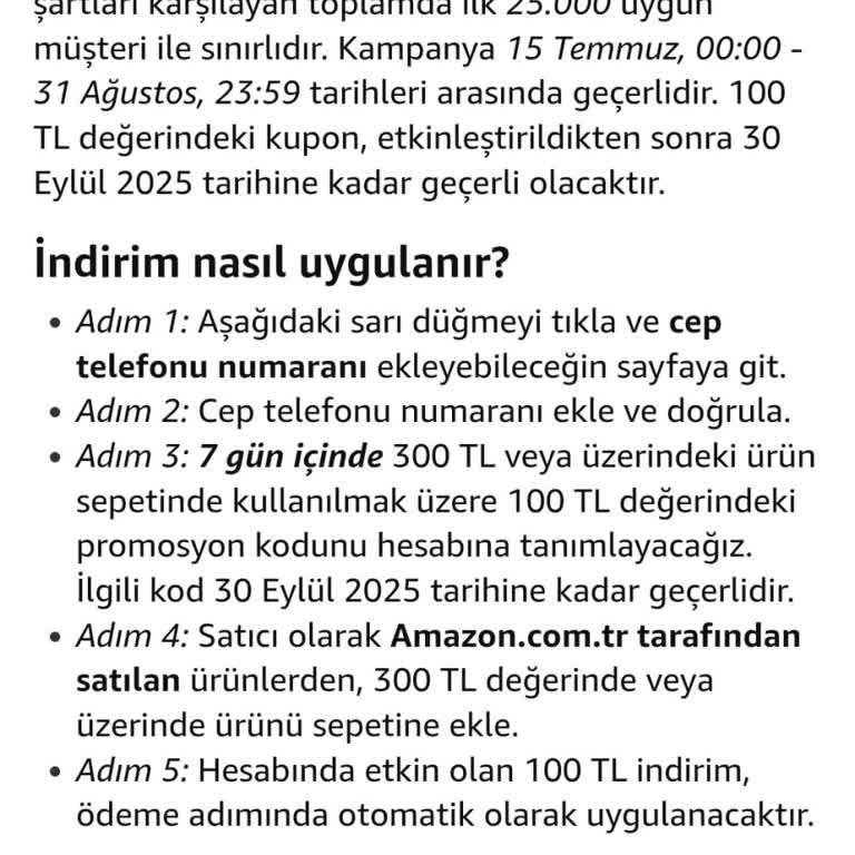 Amazon Kampanya Kuponu Zamanında Tanımlanmadı