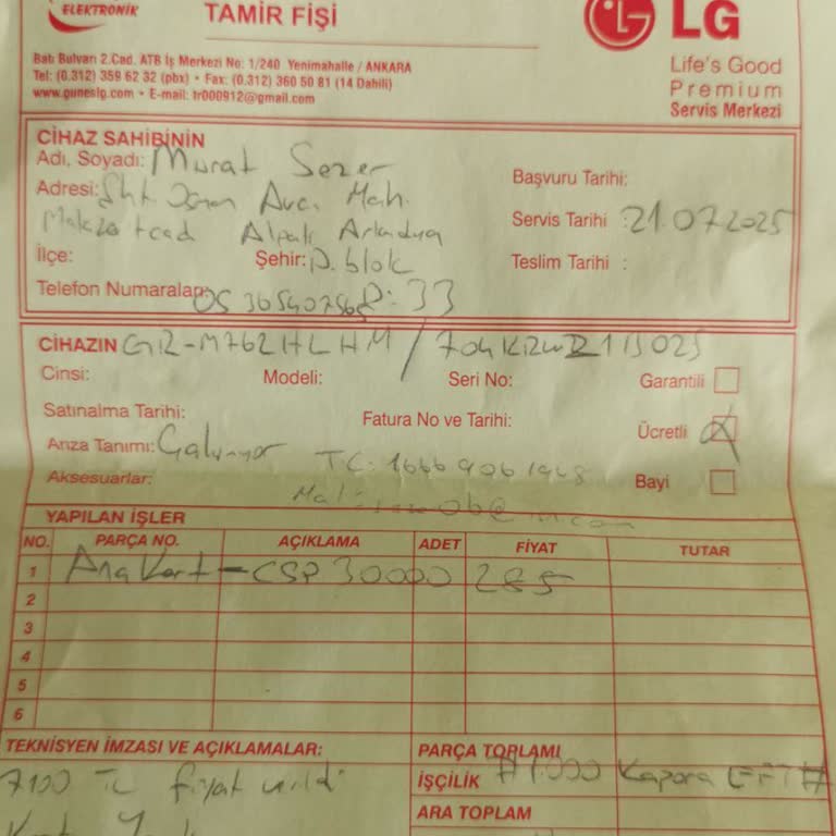 LG Buzdolabı Arızası Sonrası Yetersiz Servis Mağduriyeti