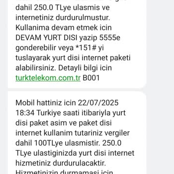 Kullanılmayan İnternet Hakkı İçin Aşım Ücreti Yansıtıldı, Bağlantım Kesildi
