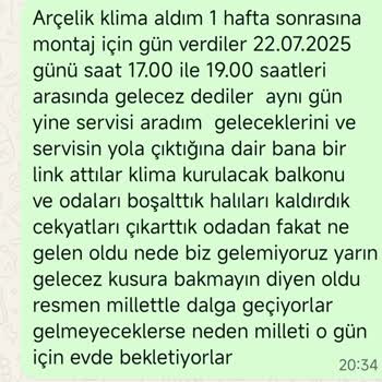Servis Randevusuna Uymayan Ve Bilgilendirme Yapmayan Arçelik Yetkili Servisi