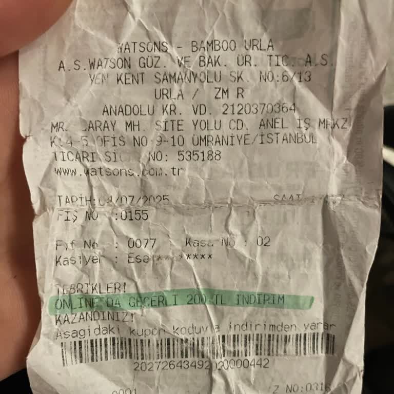 Watsons Mağazasından Aldığım Kod İnternet Sitesinde Çalışmıyor