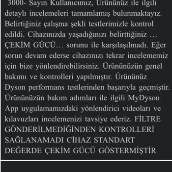 Dyson Servisinden Filtre Kaybı Ve Sorunun Çözülmemesi