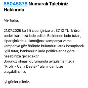 Eksik Ürün Ve Kampanya İptali Sonrası Yanlış İade Tutarı