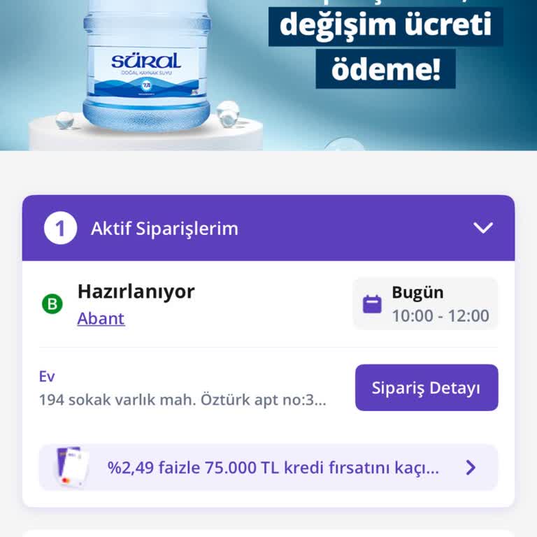 Getir Su Siparişim İptal Ediliyor, Para İadesi Ve Çözüm Sunulmuyor