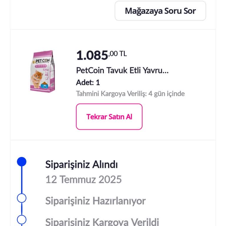 Kedi Maması Siparişim Gönderilmiyor, Mağdur Ediliyorum!