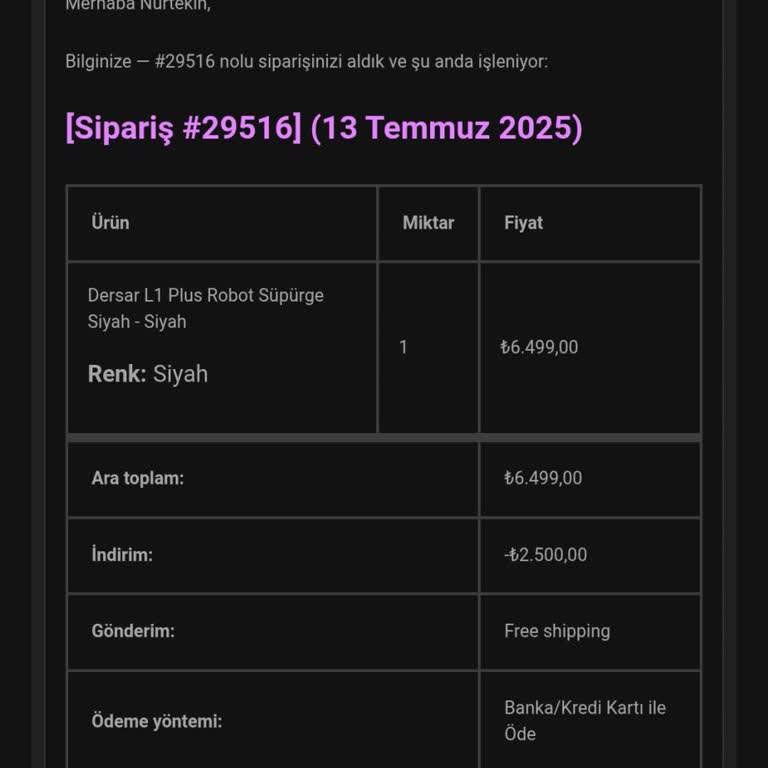 Robot Süpürge Siparişim Sonrası Ulaşılmayan Müşteri Hizmetleri