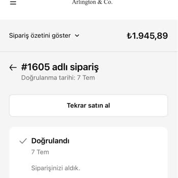 Arlington Siparişim Teslim Edilmedi İade Yapılamıyor
