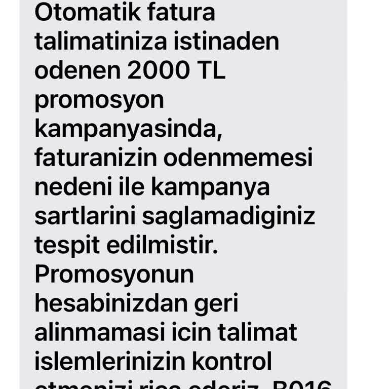 Verilen Otomatik Ödeme Talimatına Rağmen Promosyon İptal Edildi