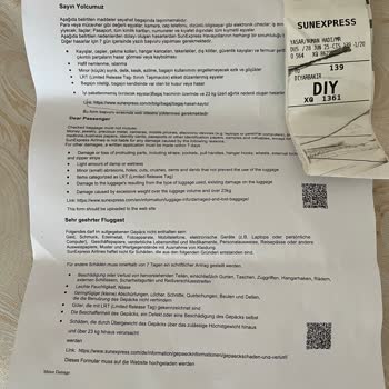 SunExpress Düsseldorf-Diyarbakır Koffer beschädigt, Reparatur statt Ersatz gefordert