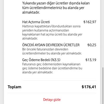 Vodafone Faturada Açıklanamayan Yüksek Ücretler Ve Eksik Detaylar!