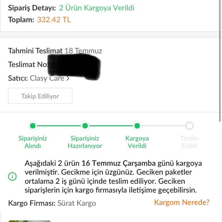 Sürat Kargo Teslimat Gecikmesi Ve İlgisizlik