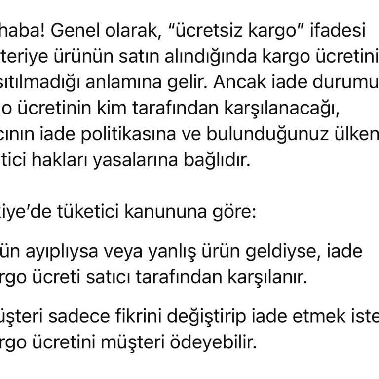 Zeynepsezen.com Geliş Gidiş Kargo Ücretinin Tamamını Bizden Kesmiş