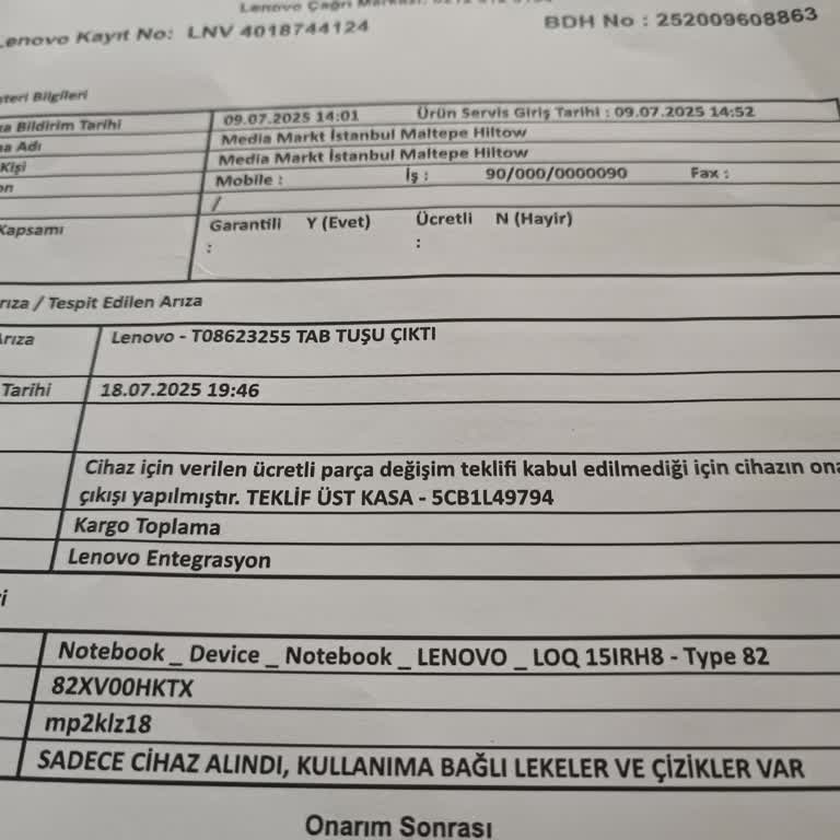 Onarım Sürecinde İletişimsizlik Ve Eksik Parça Sorunu