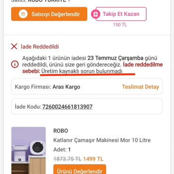 Arızalı Ürün Ve Haksız İade Reddi Nedeniyle Mağduriyet Yaşıyorum