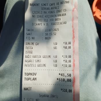 Başkent Simit Fırını Yüksek Ücret